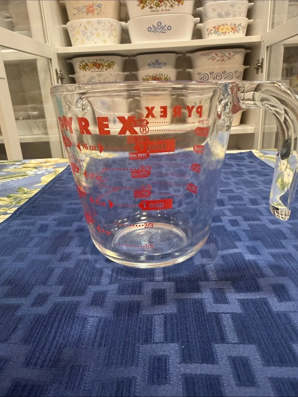 Pyrex Clear Glass Measuring Pitcher with Bright Red Graduations 2 cup
